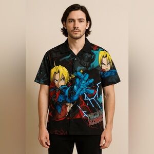 RARE 2005 Fullmetal Alchemist Edward Elric Button-Up Shirt — Size M
